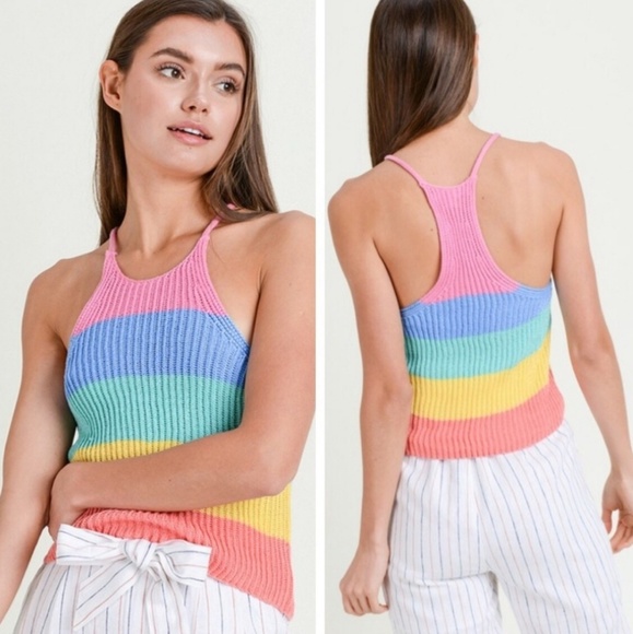 Love Tree Tops - Love Tree. Retro 70's Colorblock Knit Tank